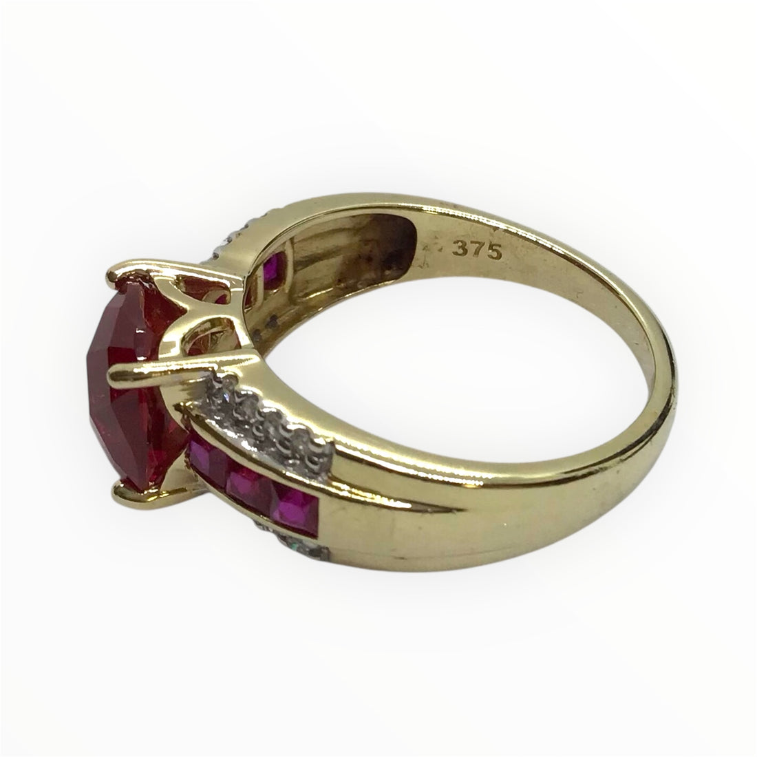 Ladies 9ct Gold Coloured Stone with Diamonds Ring (Size O) Ref#511842