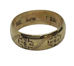 Ladies 9ct Yellow Gold Pattern Ring (Size O) Ref#505971