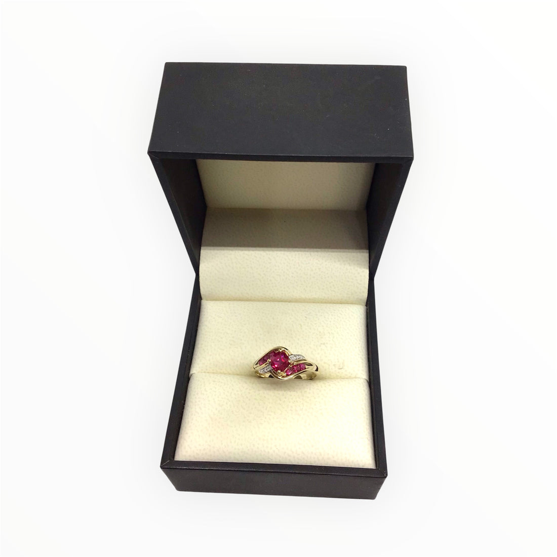 Ladies 9ct Gold Coloured Stone with Diamonds Ring (Size O) Ref#511840