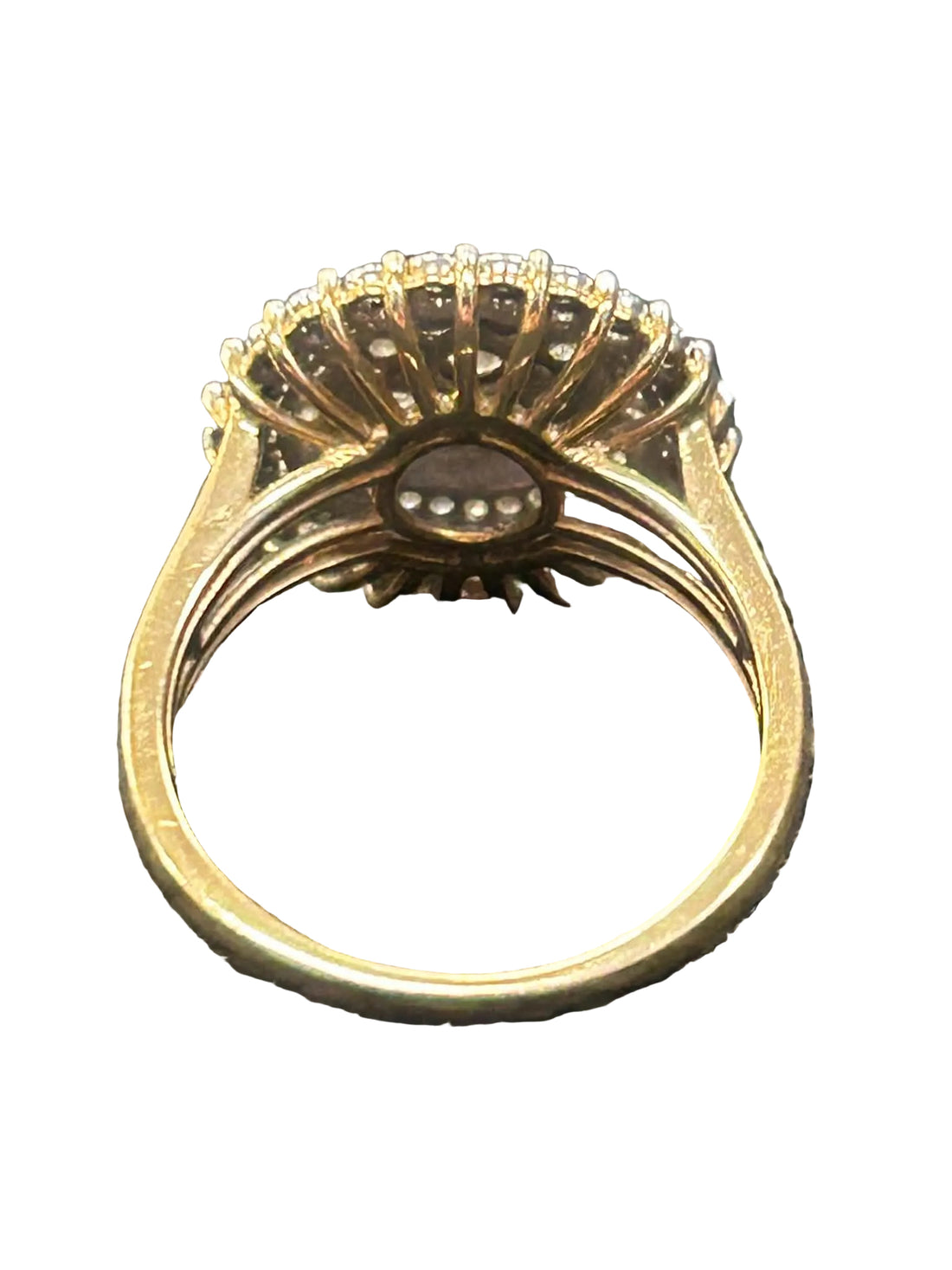 9ct Yellow Gold Brilliant Round Cut Miracle Large Round Diamond Cluster Ring Ref#513309