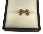 Ladies 9ct Yellow Gold Diamond Dragon Stud Earrings Ref#506236