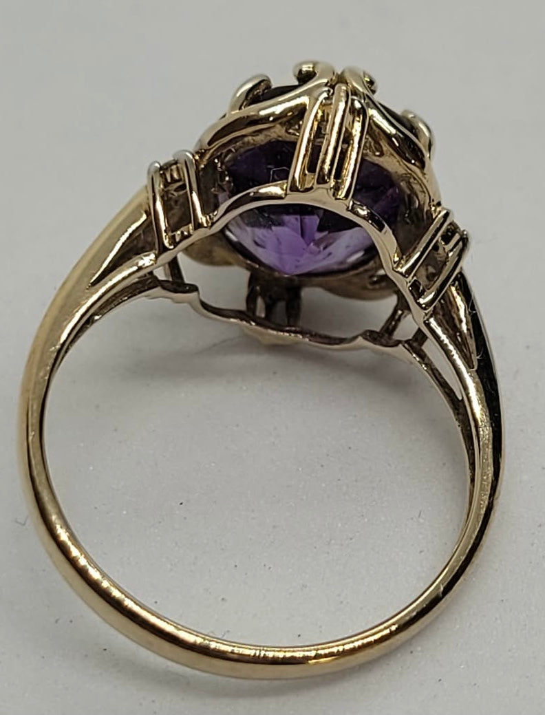 Ladies 9ct Gold Coloured Stone with Diamonds Ring (Size O) Ref#513314