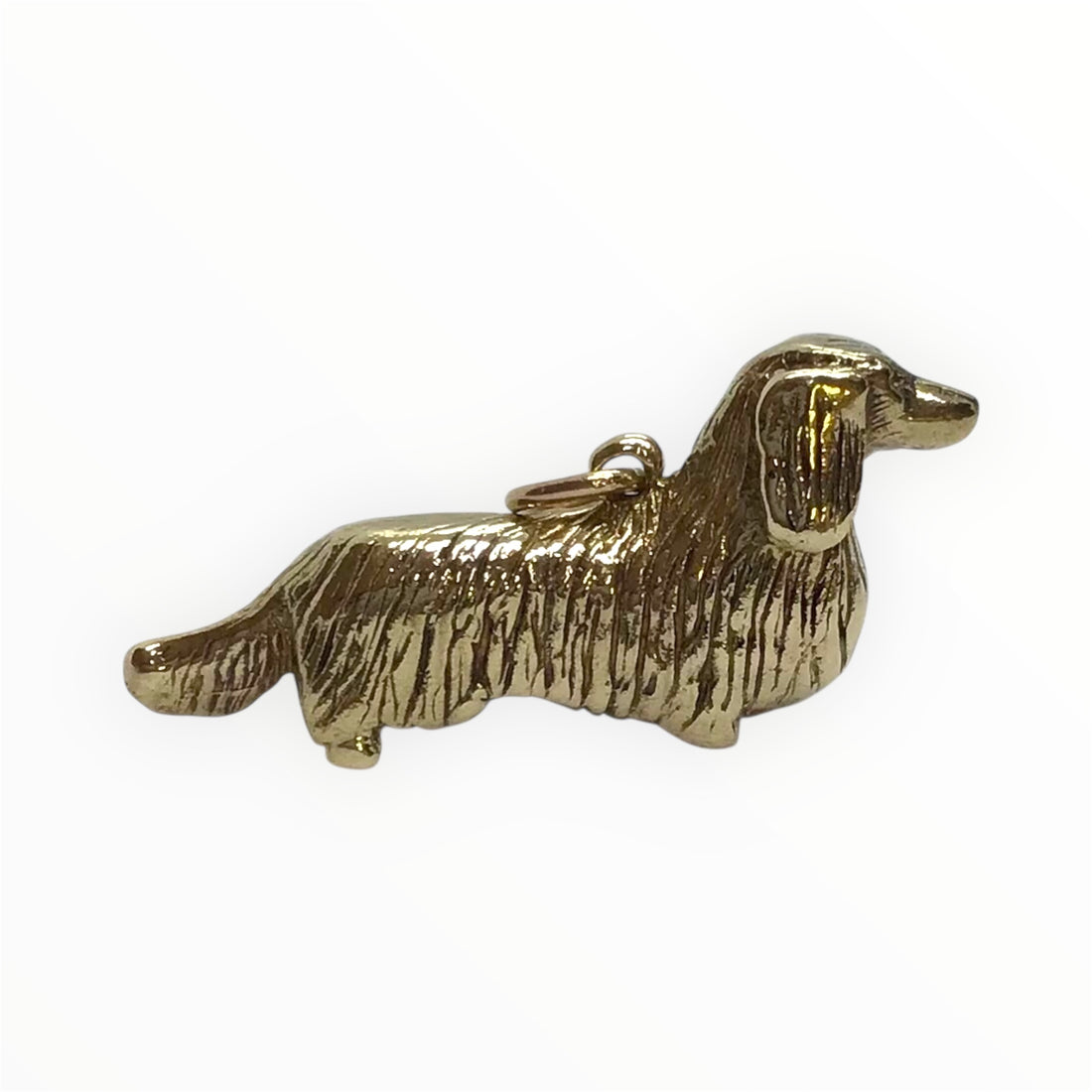Unisex 9ct Gold Dashound Pendant (Length 3.5cm) Ref#512648