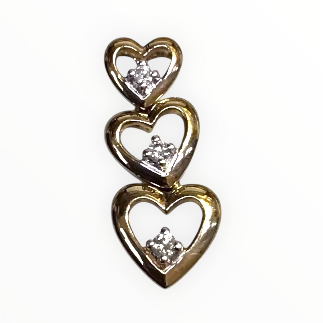 Ladies 9ct Gold Diamond Heart Pendant (Length 2cm) Ref#511769
