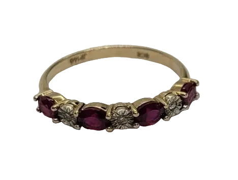 LADIES 9CT GOLD RING 1.5GMS P/S:RED 4 0.1 S/S:DIAM 3 0.01 TESTED