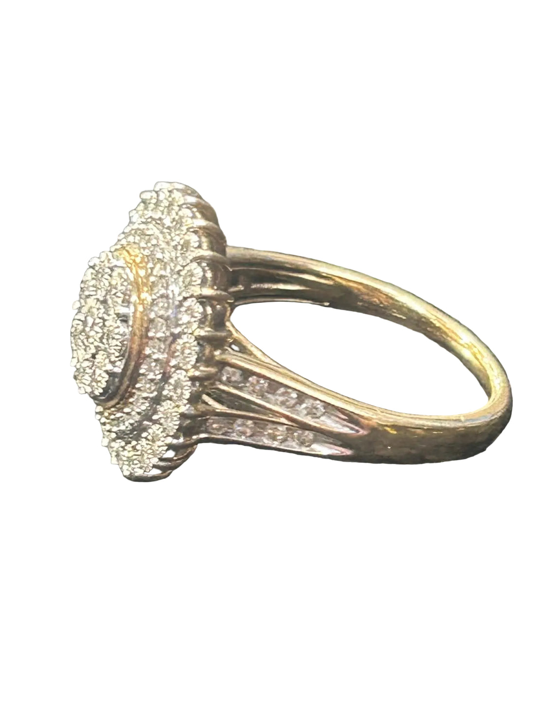 9ct Yellow Gold Brilliant Round Cut Miracle Large Round Diamond Cluster Ring Ref#513309