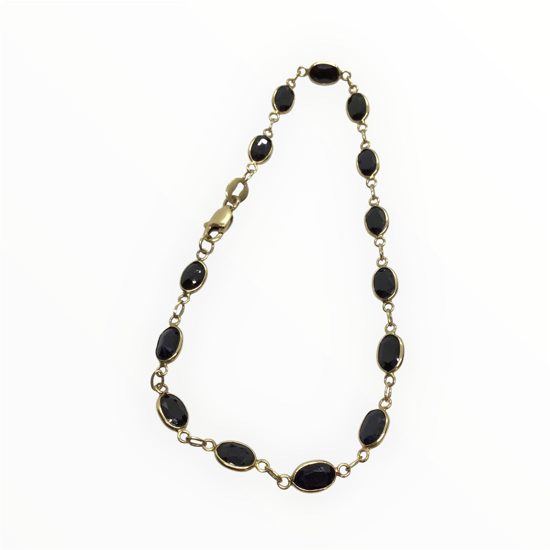 Ladies 9ct Gold Coloured Stone Bracelet ( Length 19cm) Ref#511467