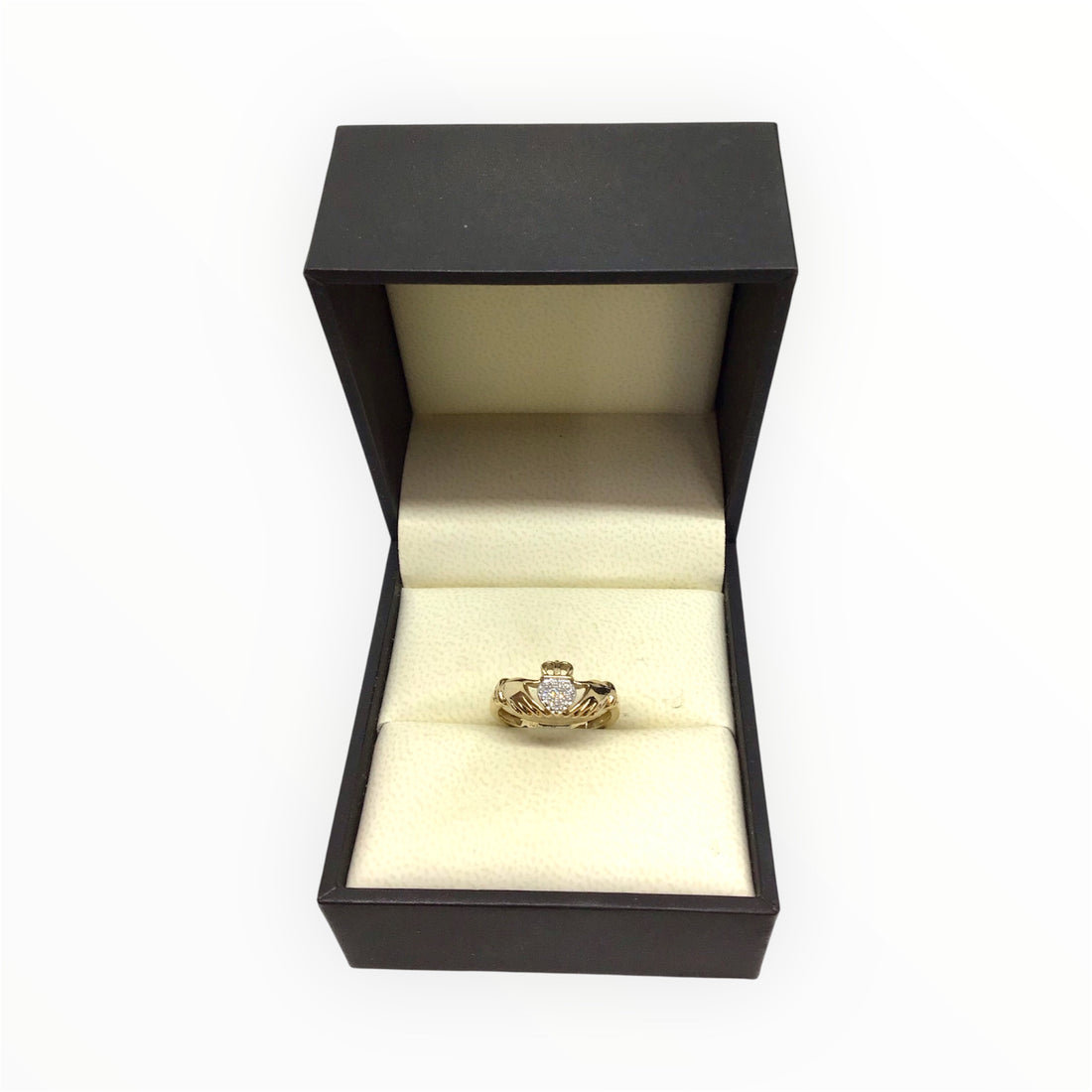 Ladies 10k Gold Calddagh Diamond Ring (Size J 1/2) Ref#512275