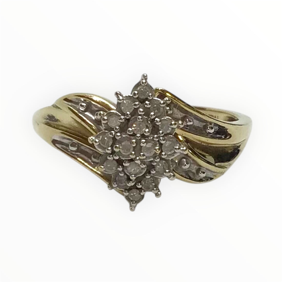 Ladies 9ct Gold Diamond Ring (Size M) Ref#512923