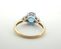 Ladies 9CT Yellow Gold Ring Featuring Blue Stone (Size S) - AD 500457