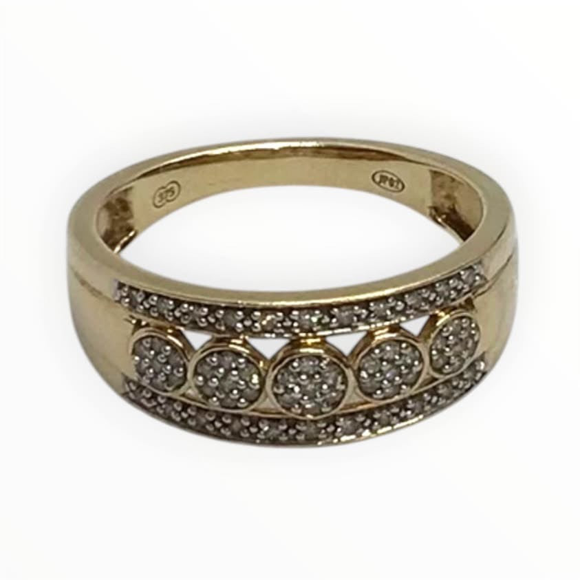 Ladies 9ct Gold Diamond Ring (Size O) Ref#513129