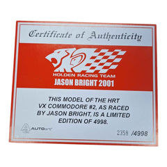 AUTOART 1:18 SCALE MODEL HRT VX COMMODORE #2 RACED BY JASON BRIGHT - 505127