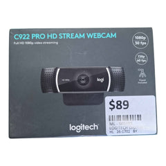 LOGITECH - C922 PRO HD STREAM WEBCAM NEW IN OPENED PACKAGING - 505692