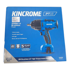 KINCROME - 18V BRUSHLESS 1/2INCH HIGH-TORQUE IMPACT WRENCH (SKIN ONLY) - 501805