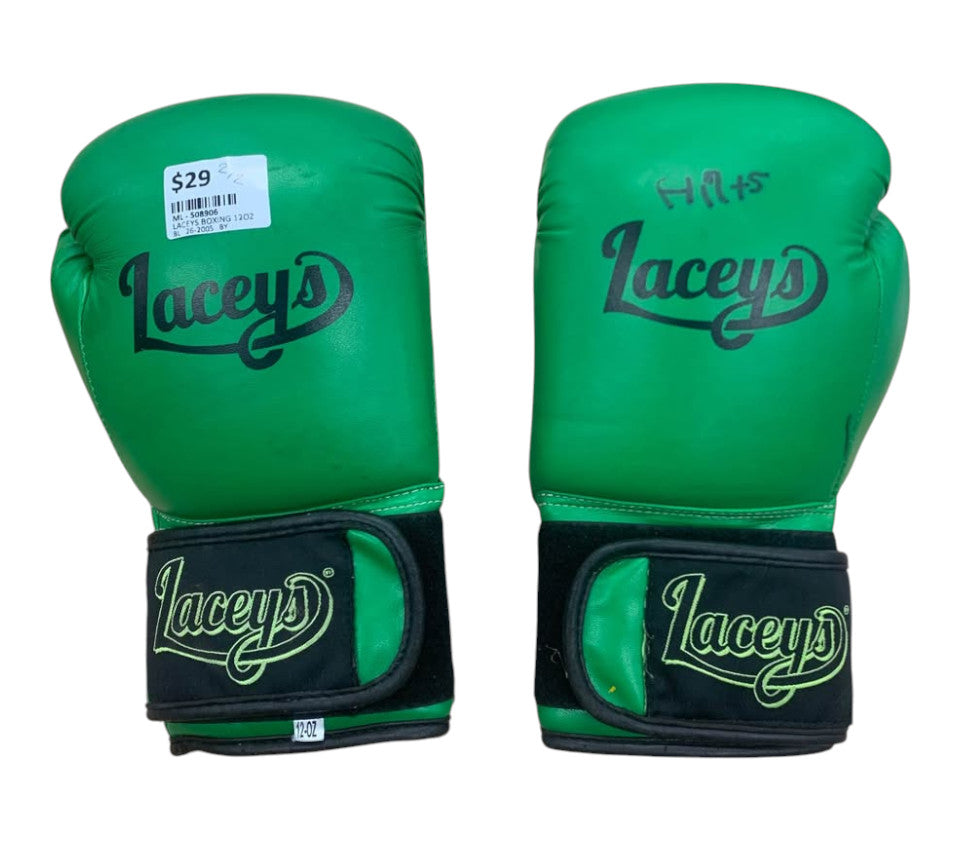 LACEYS BOXING 12OZ BOXING GLOVES BLACK PAIR TESTED