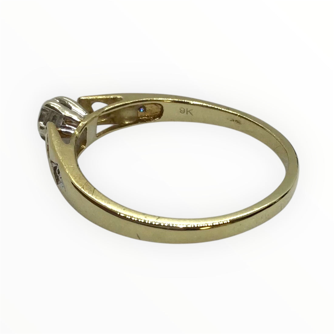 Ladies 9ct Gold Diamond Ring (Size N 1/2) Ref#513328