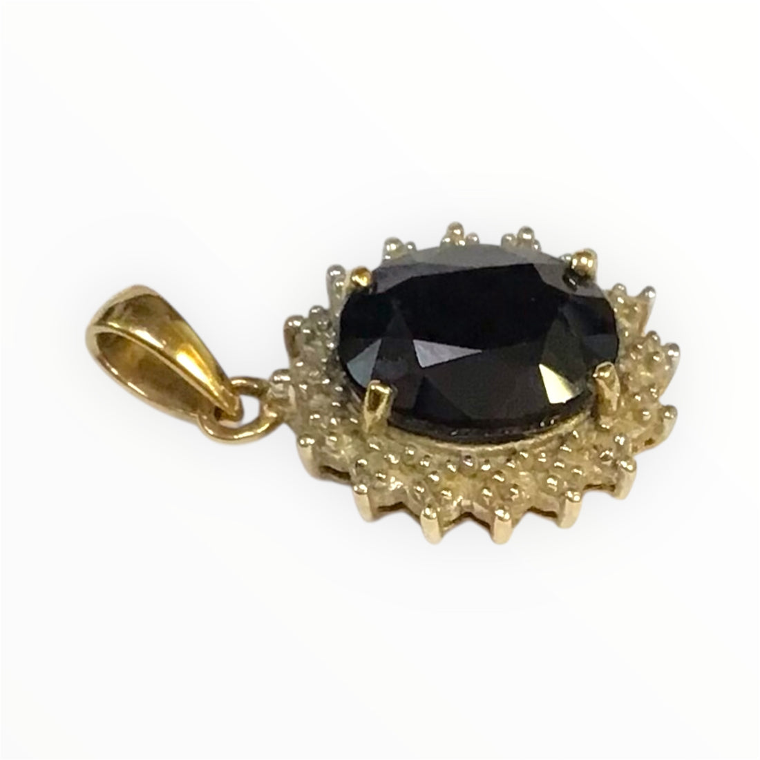 Ladies 9ct Gold Blue Stone Pendant (Length 2cm) Ref#512140