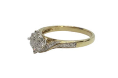 Ladies 9ct Yellow Gold Diamond Ring (Size T) Ref#506239