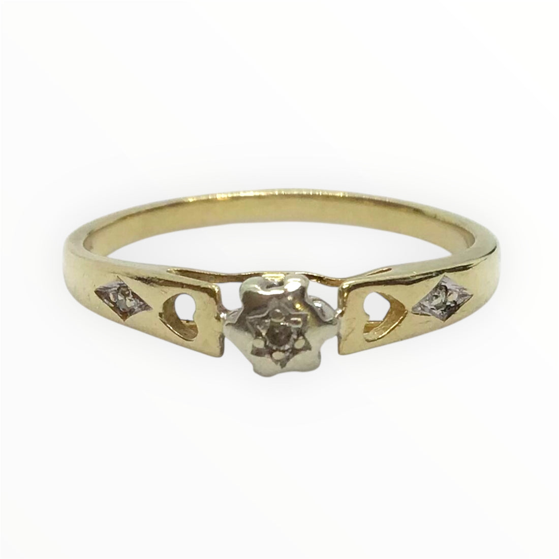 Ladies 9ct Gold Diamond Ring (Size N 1/2) Ref#513328