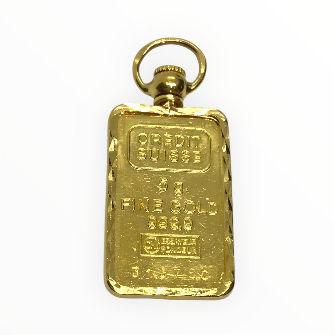 Unisex 22ct Gold Pendant with a Gold Bullion Inside (Length 3.5cm) Ref#511373