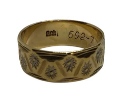 Ladies 9ct Yellow Gold Pattern Ring (Size N 1/2) Ref#506678