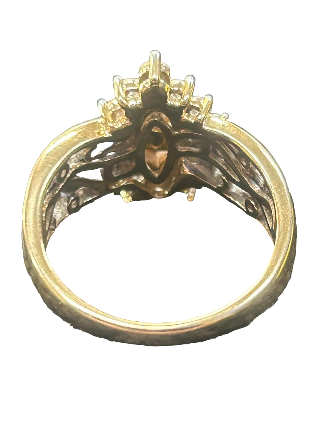 10ct Yellow Gold Lab Grown Fancy Marquise Cluster Diamond Ring Ref#513319