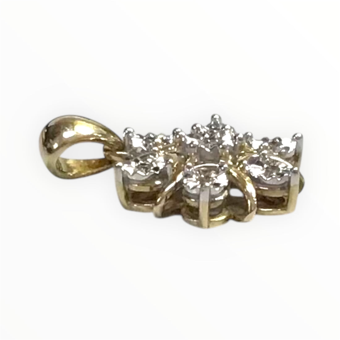Ladies 9ct Gold Diamond Pendant (Length 1.5cm) Ref#512335