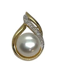 Ladies 9ct Gold Pearl & Diamond Pendant Ref#505481