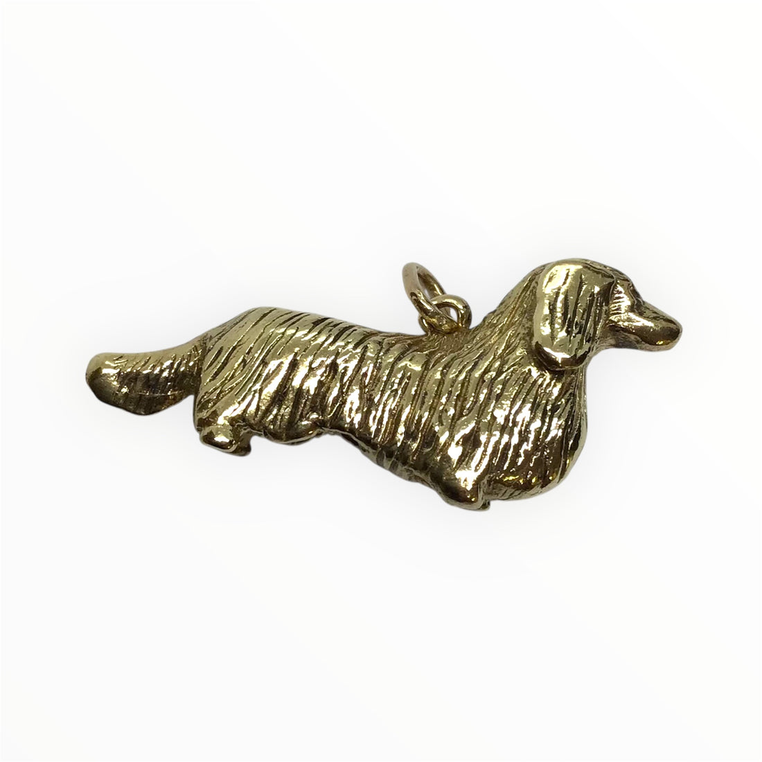 Unisex 9ct Gold Dashound Pendant (Length 3.5cm) Ref#512648