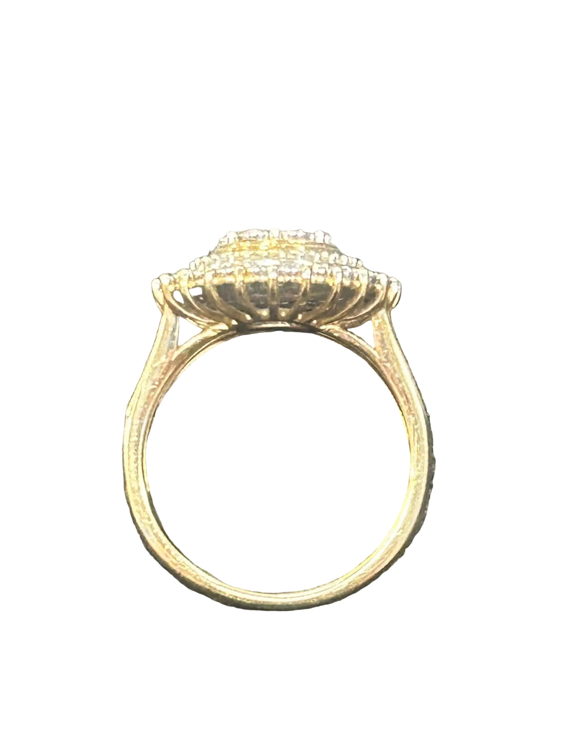 9ct Yellow Gold Brilliant Round Cut Miracle Large Round Diamond Cluster Ring Ref#513309
