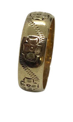 Ladies 9ct Yellow Gold Pattern Ring (Size O) Ref#505971