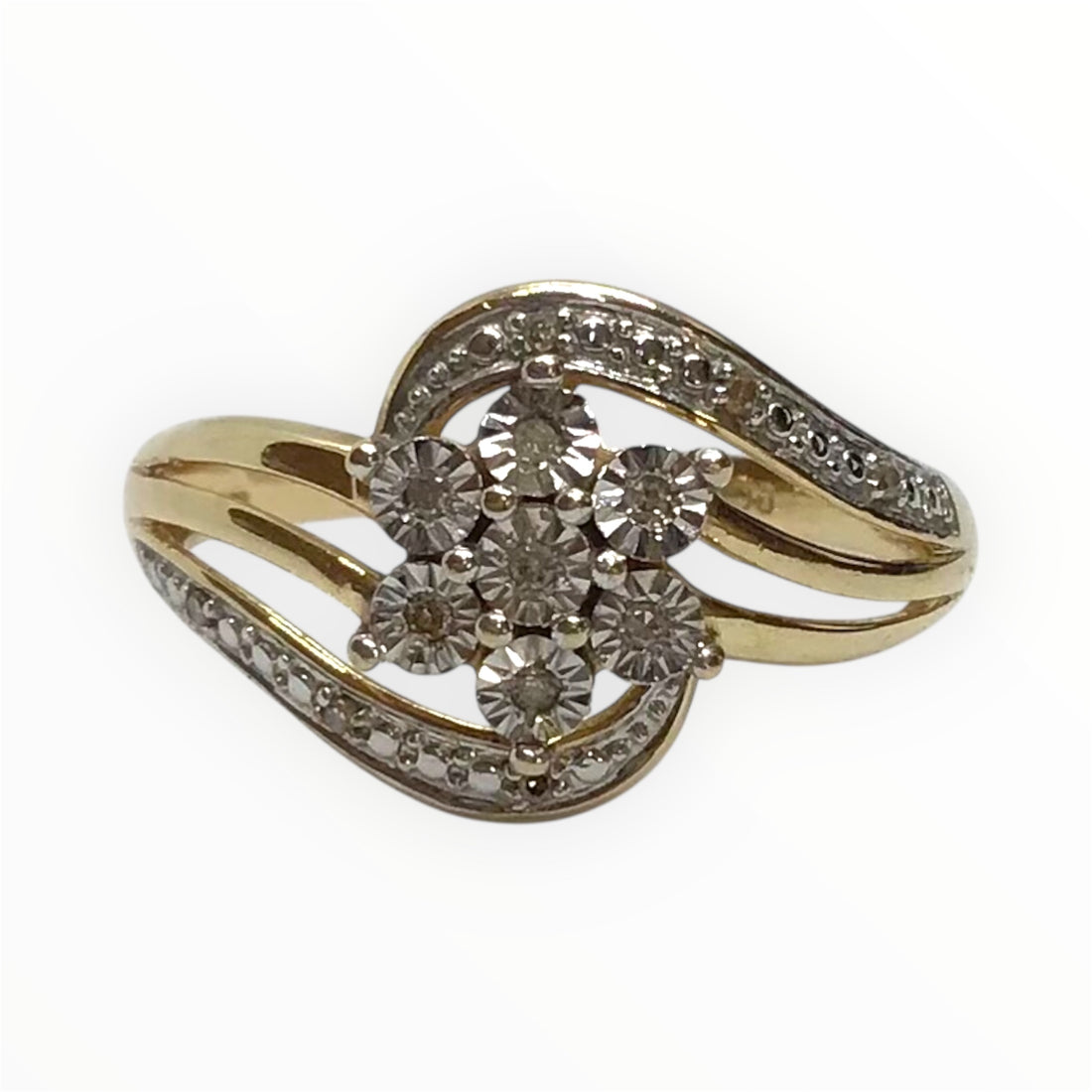 Ladies 9ct Gold Diamond Ring (Size O) Ref#512924
