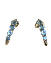 Ladies 9ct Yellow Gold Diamond with Coloured Stone Earrings Ref#506567