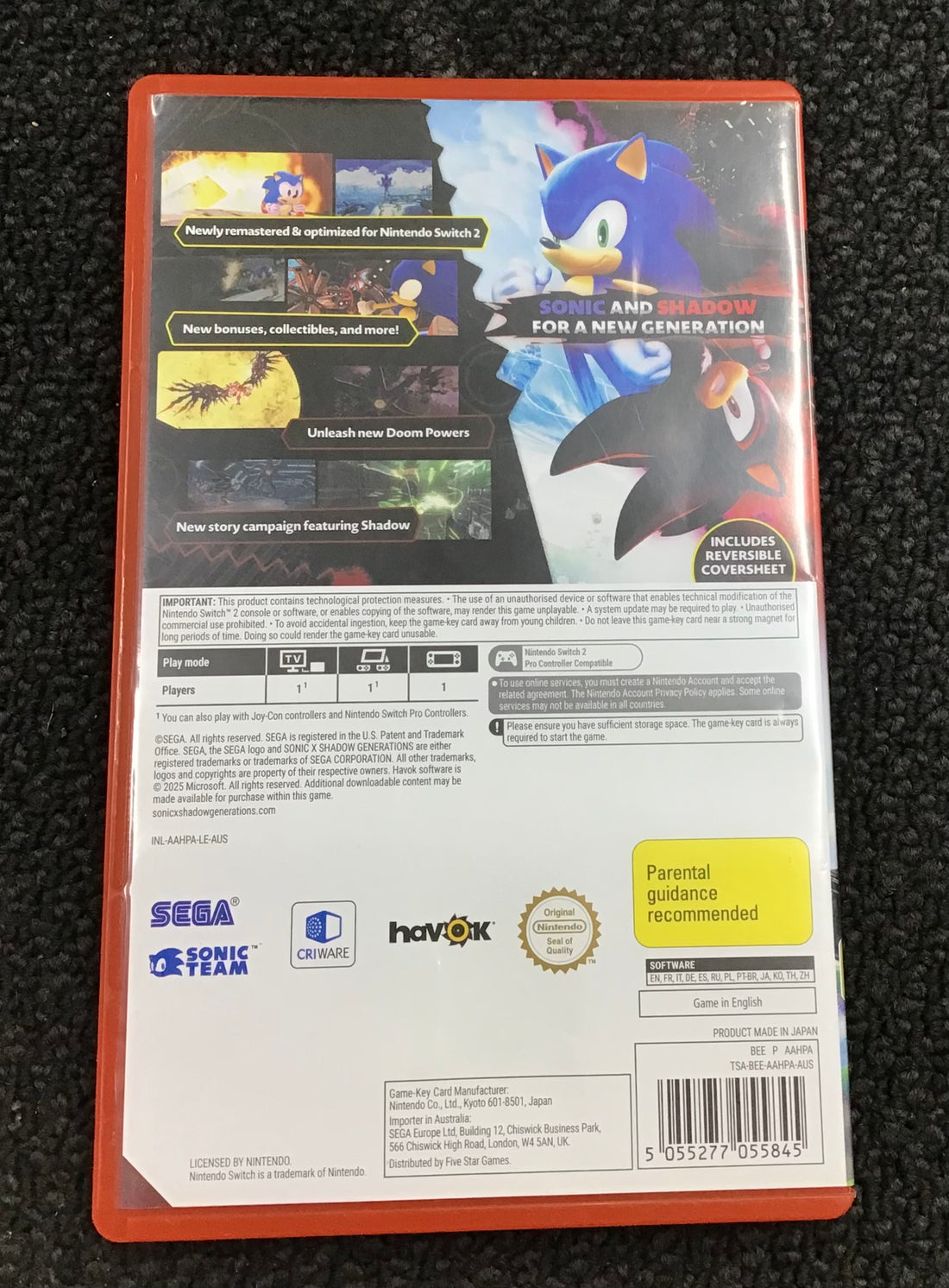 Nintendo Switch 2 Game Sonic Shadow Generations Ref#513417