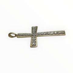 Unisex 9ct Gold Diamond Cross Pendant (Length 4cm) Ref#512341