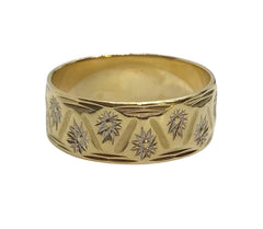 Ladies 9ct Yellow Gold Pattern Ring (Size N 1/2) Ref#506678