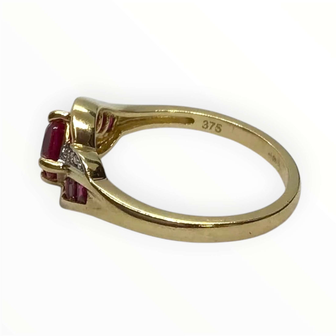 Ladies 9ct Gold Coloured Stone with Diamonds Ring (Size O) Ref#511840