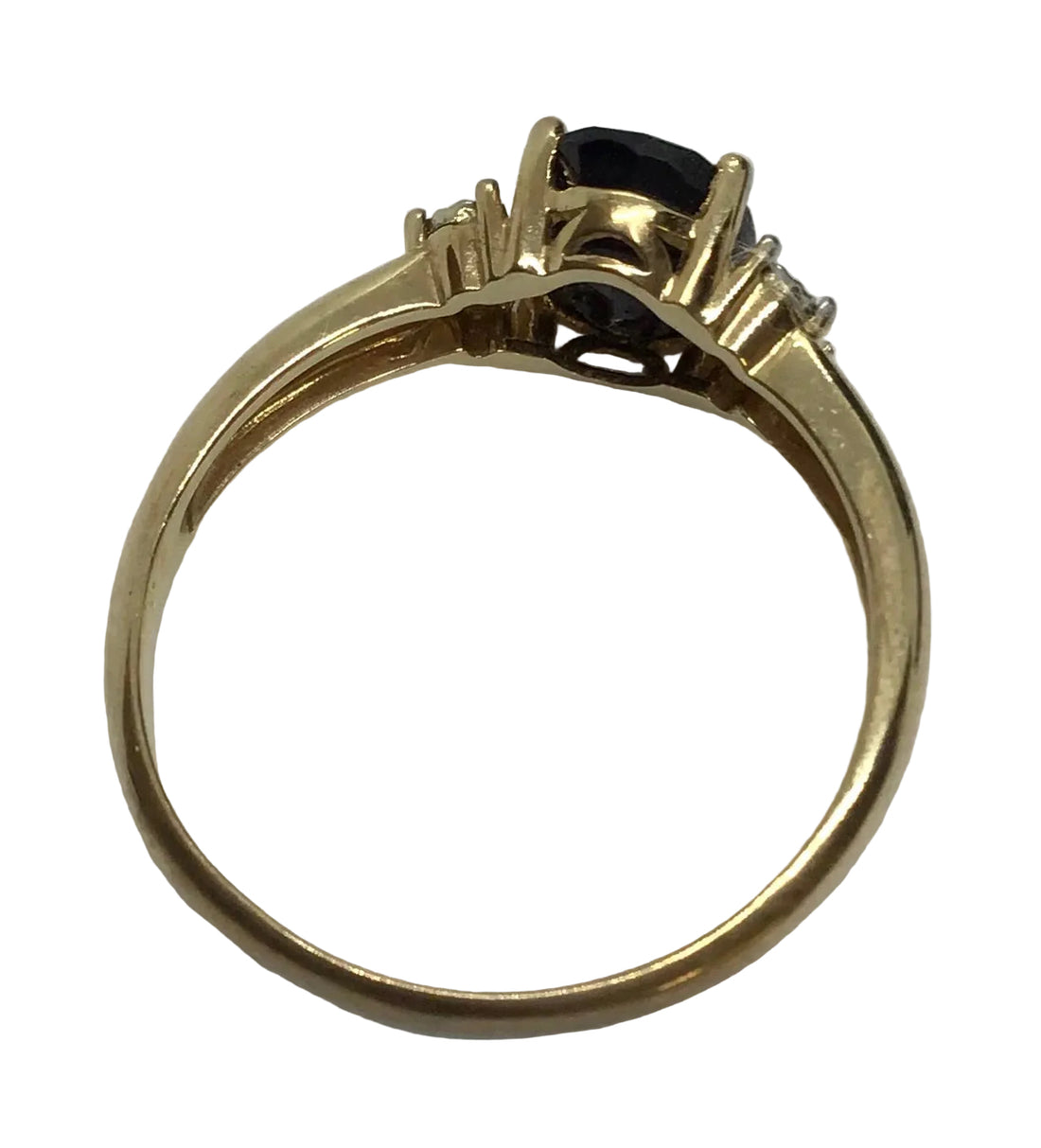 Ladies 9ct Gold Black Sapphire with Diamonds Ring (Size O) Ref#513318