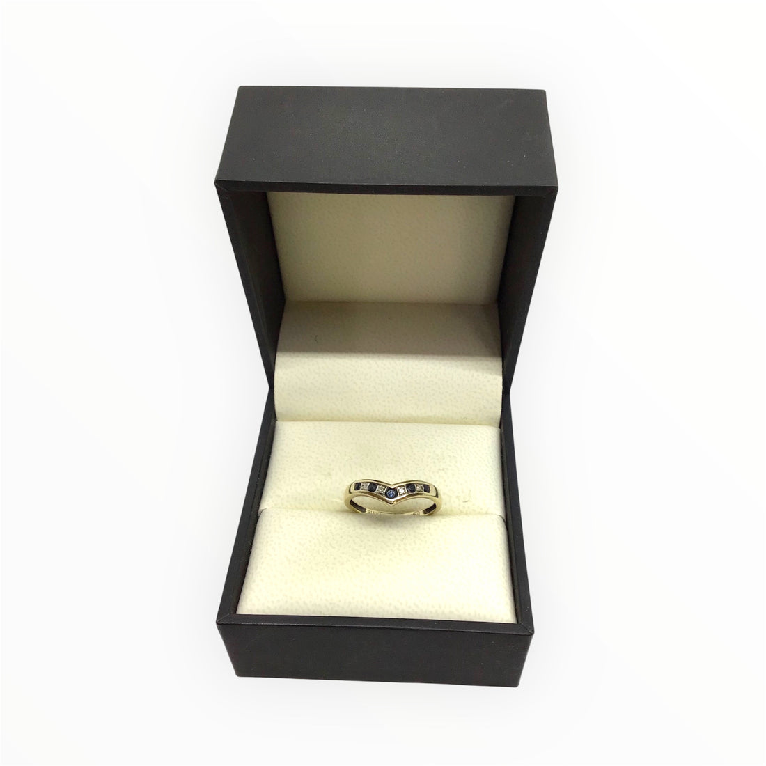 Ladies 9ct Gold Coloured Stone with Diamonds Ring (Size N 1/2) Ref#511472