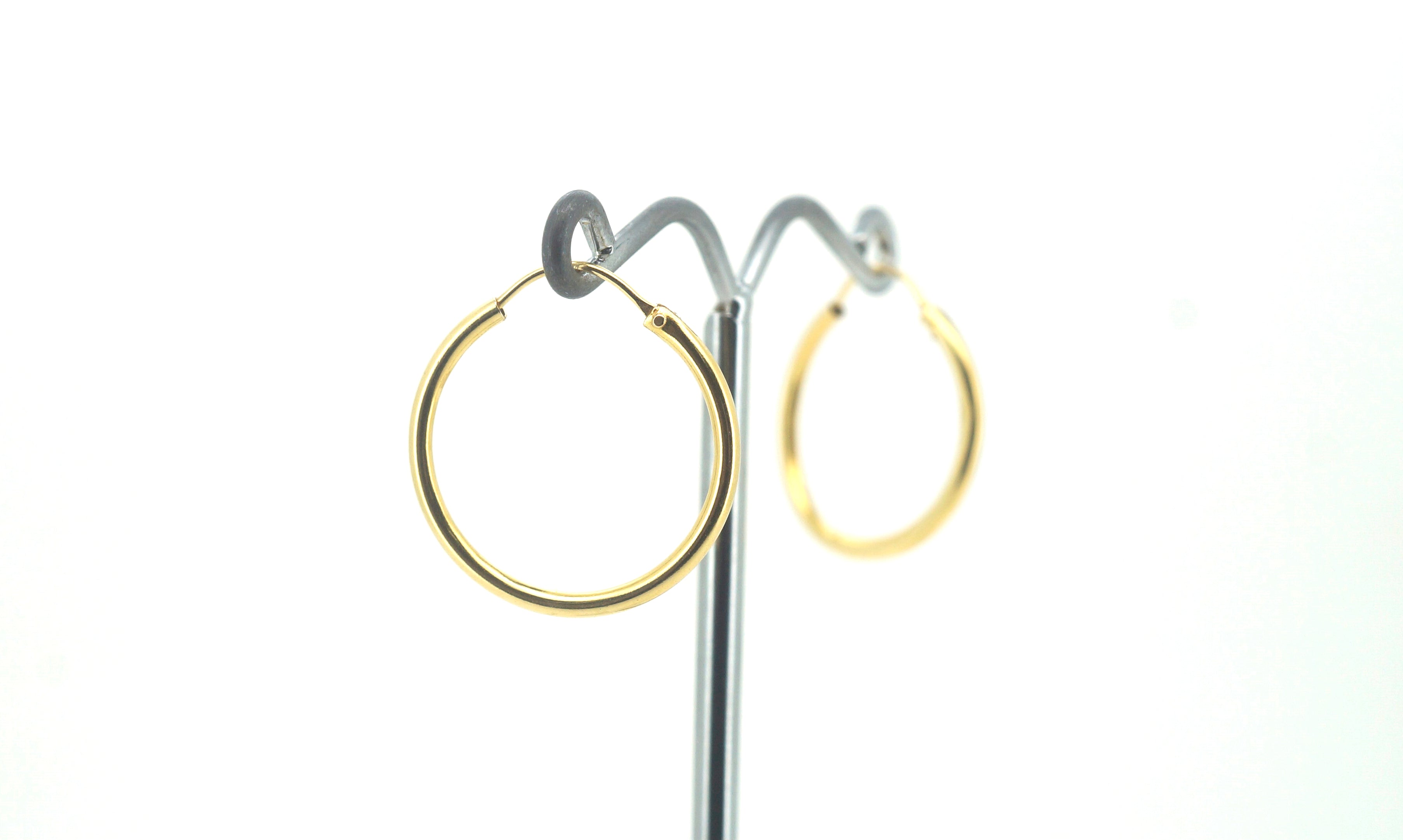 9ct Yellow Gold Plain Hoop Earrings - 502707
