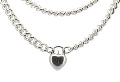 925 Silver Curb Link Necklace with Heart Clasp (47cm) - 506349