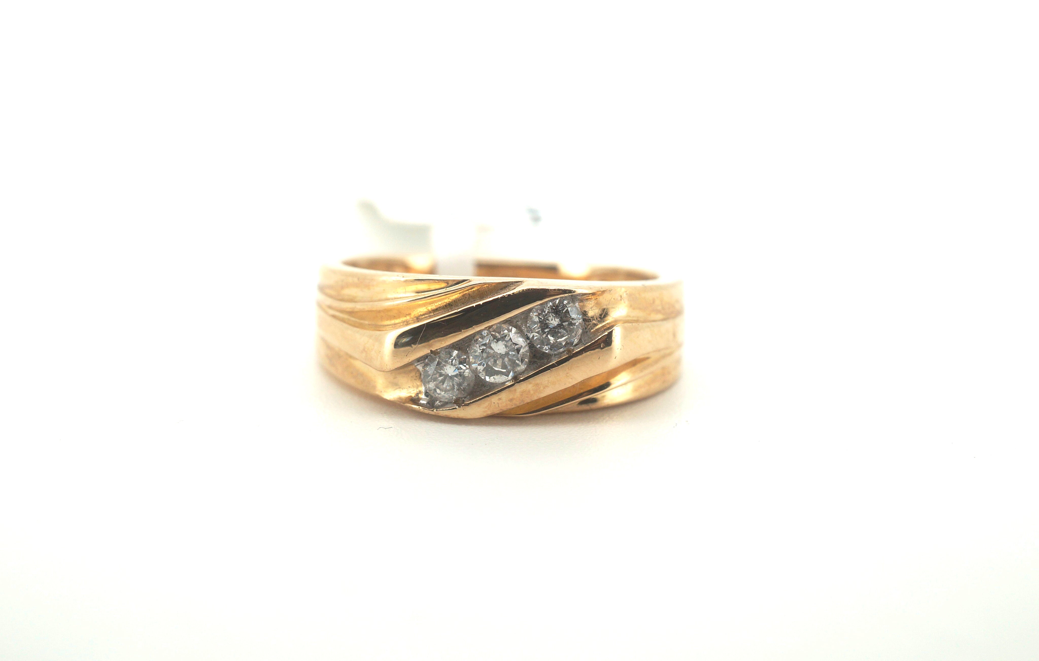 Men's 10K Yellow Gold Michael Hill Diamond Trilogy Ring (Size: Q) - 261098