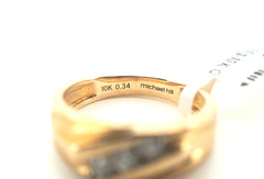 Men's 10K Yellow Gold Michael Hill Diamond Trilogy Ring (Size: Q) - 261098