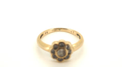 Unisex 9ct Yellow Gold Flower Pattern Ring (Size P) - 503008