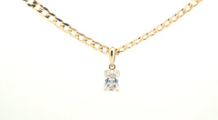 9ct Yellow Gold Curb Link Necklace with Clear Stone Pendant - 503874
