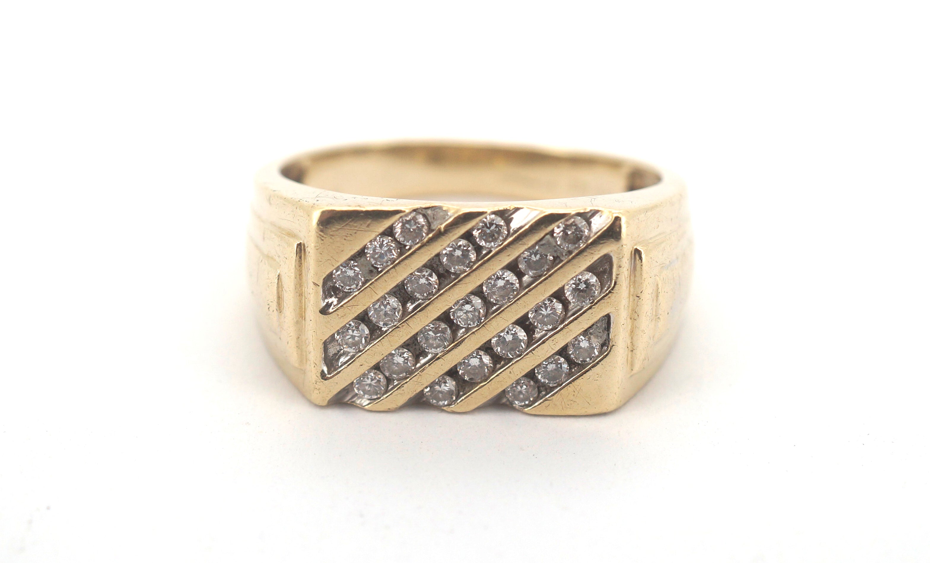 Men's 9ct Yellow Gold 23 Diamond Dress Ring (Size W) - 507959