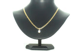 9ct Yellow Gold Curb Link Necklace with Clear Stone Pendant - 503874