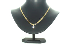 9ct Yellow Gold Curb Link Necklace with Clear Stone Pendant - 503874