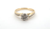 Ladies 9ct Yellow & White Diamond Cluster Ring (Size Q) - 505557
