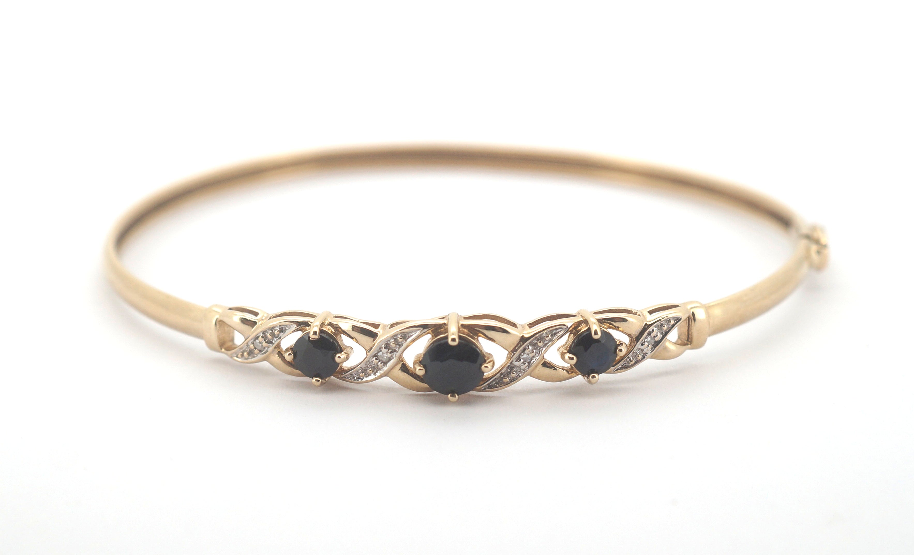 9ct Yellow Gold Sapphire & Diamond Bangle - 506398